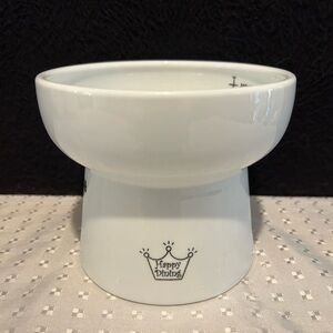 Necoichi Raised Cat Water Bowl White With Measurement Lines